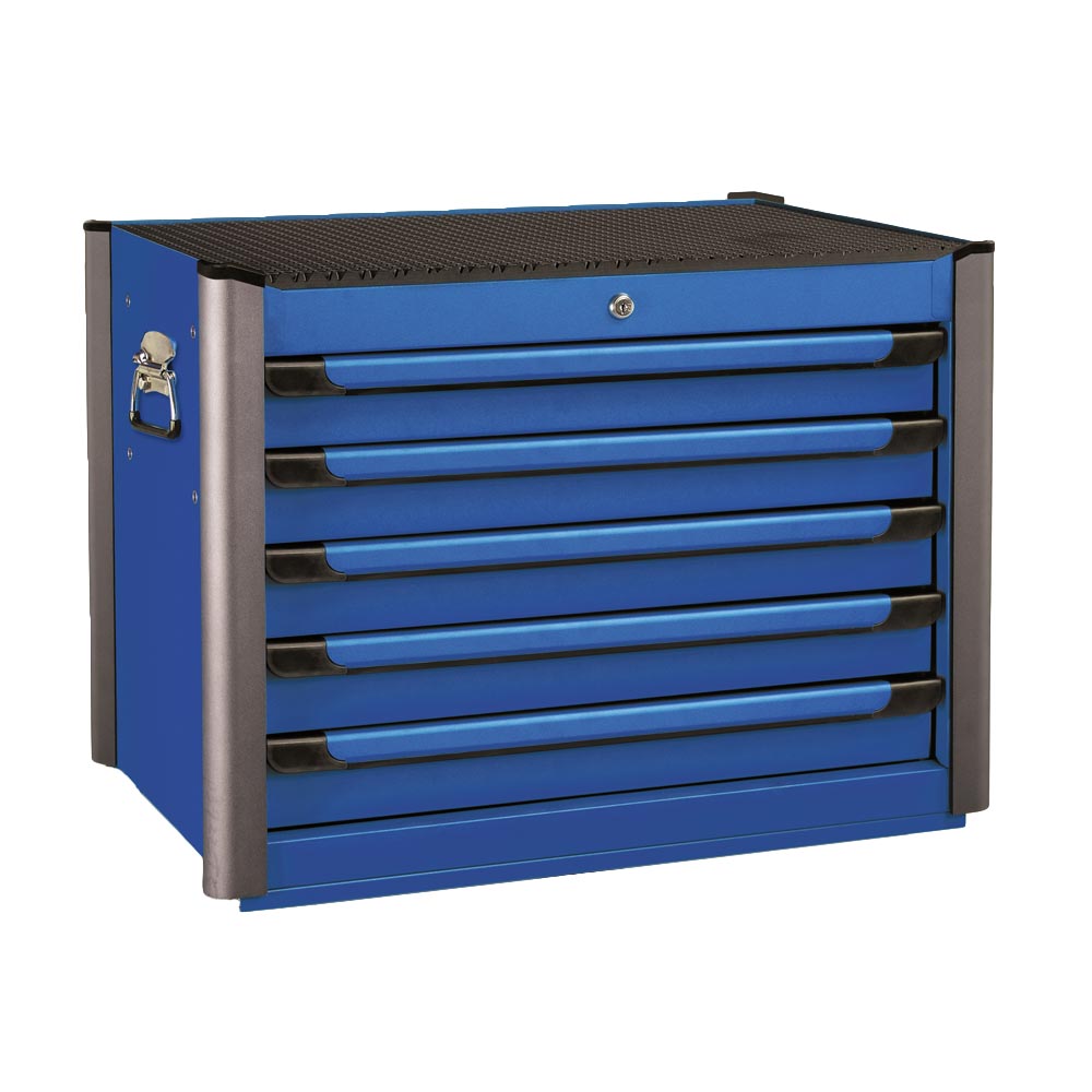 Blauwe gereedschapskist met 5 lades