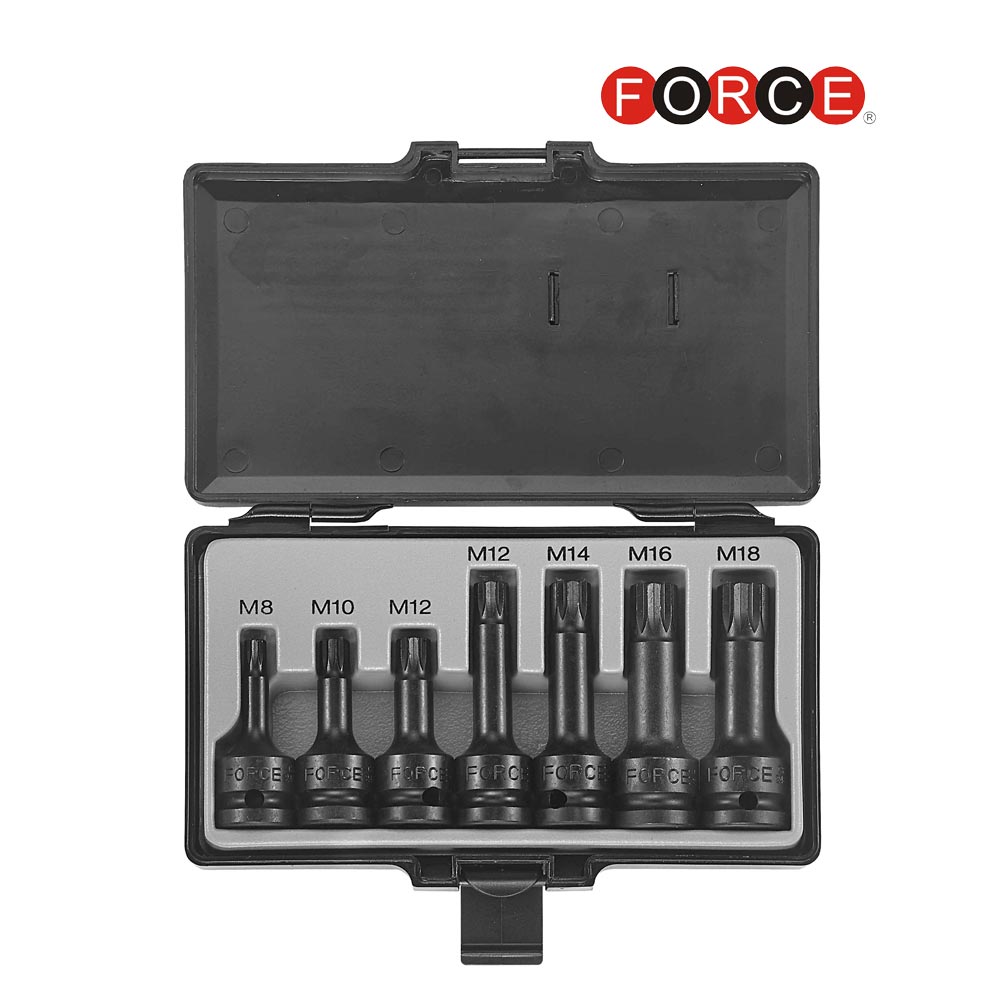7pc 1/2"DR. Spline impact socket bit set