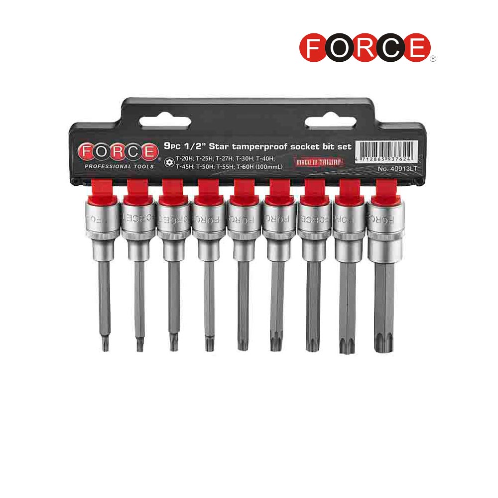 9pc 1/2"DR. Star tamperproof socket bit set (100mmL)