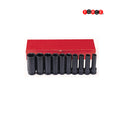10-delige 1/2" 12pt. Slagmoersleutelset met lange doppen