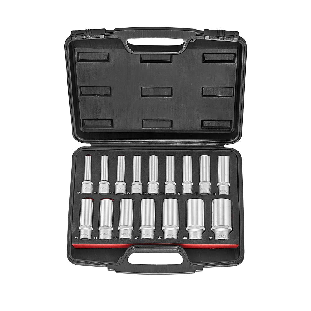 1/2" Doppenset lang 12-kant 16 delig