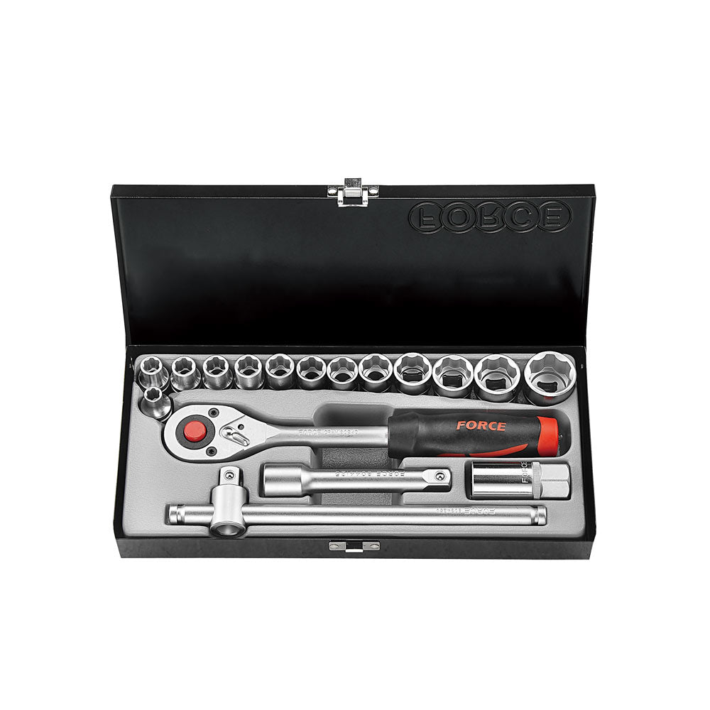17pc 1/2" 12pt. Flank socket set (SAE)