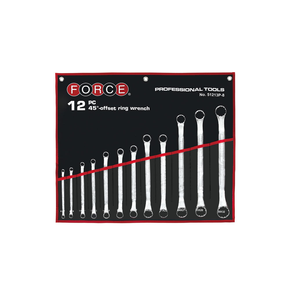 12pc 45° offset ring wrench set (in pouch bag)