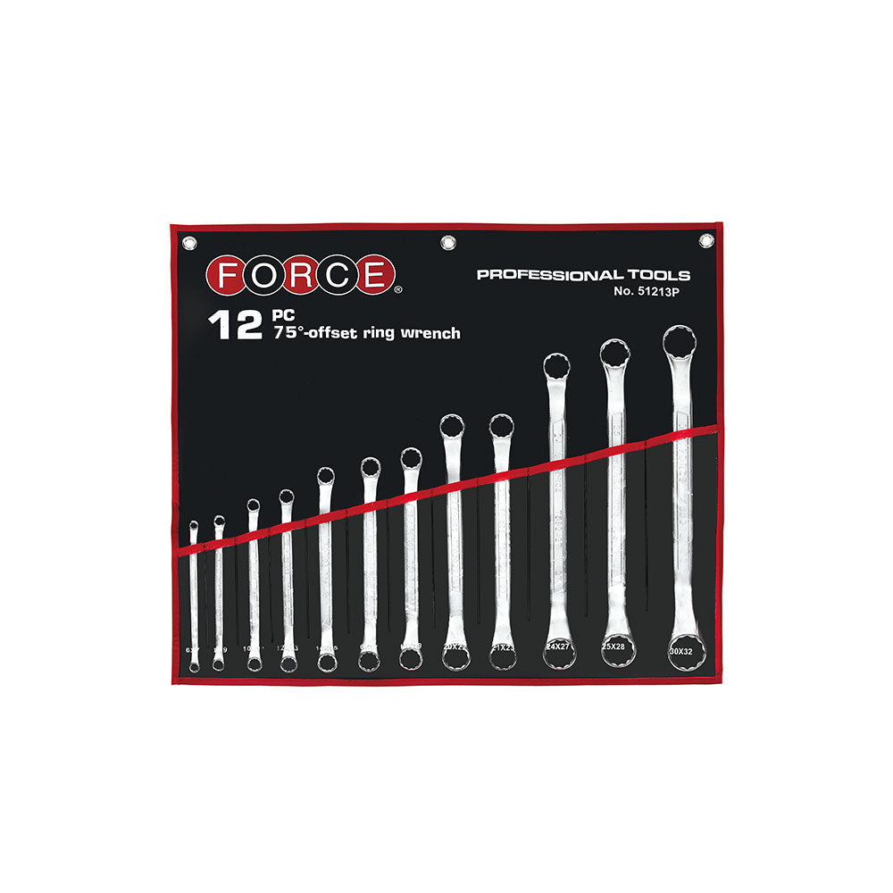 12pc 75° offset ring wrench set (in pouch bag)   (NIET MEER LEVERBAAR) IS 51213C GEWORDEN