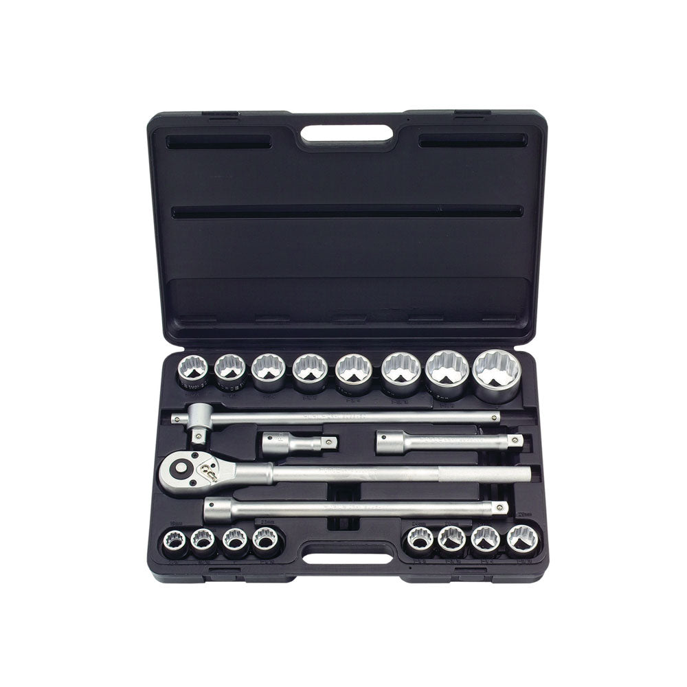 21pc 3/4" 12pt. Flank socket set (SAE) -- blow mold case