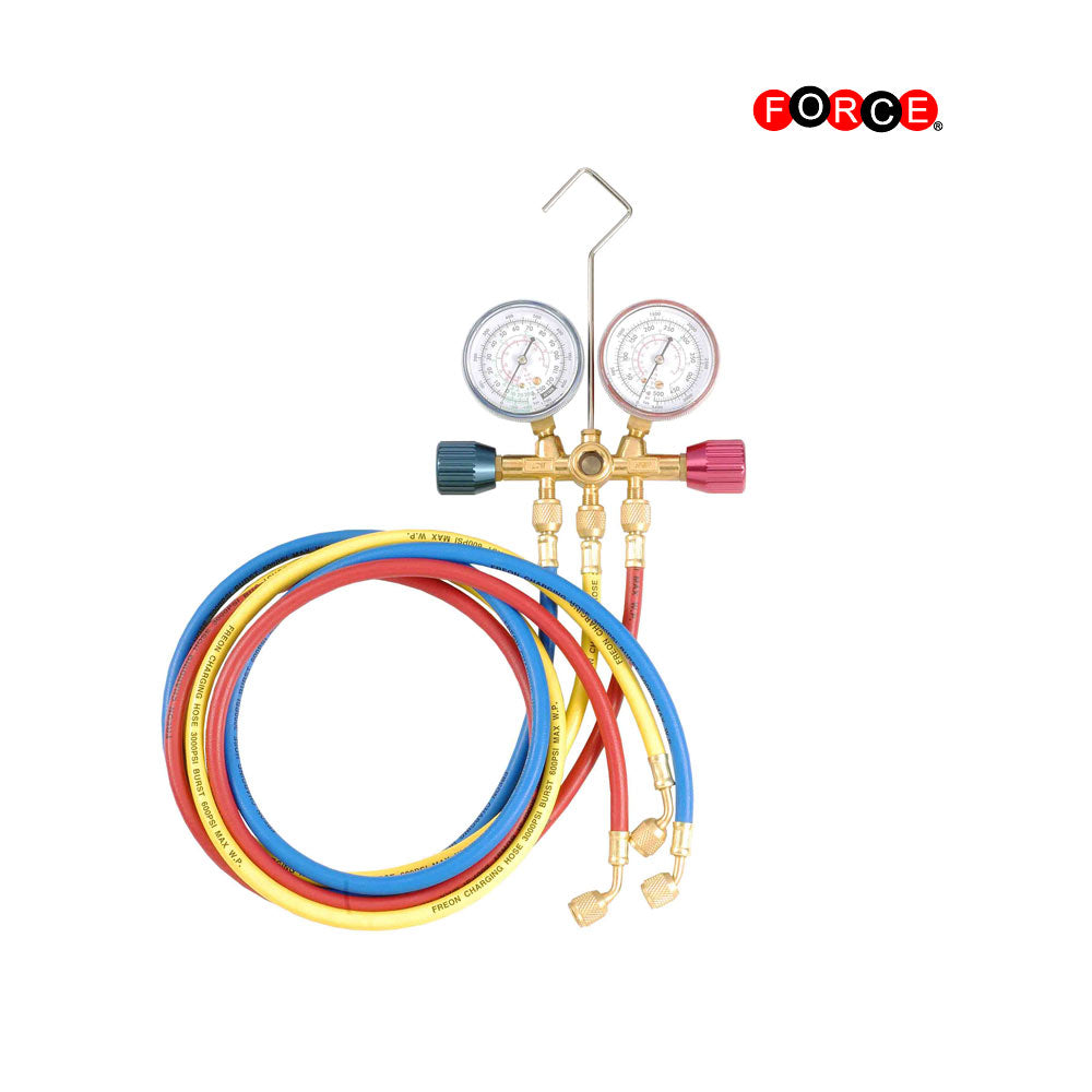 Brass R12,R22 A/C & Refrigeration Manifold Gauge (with 60" hose 1/4" SAE)