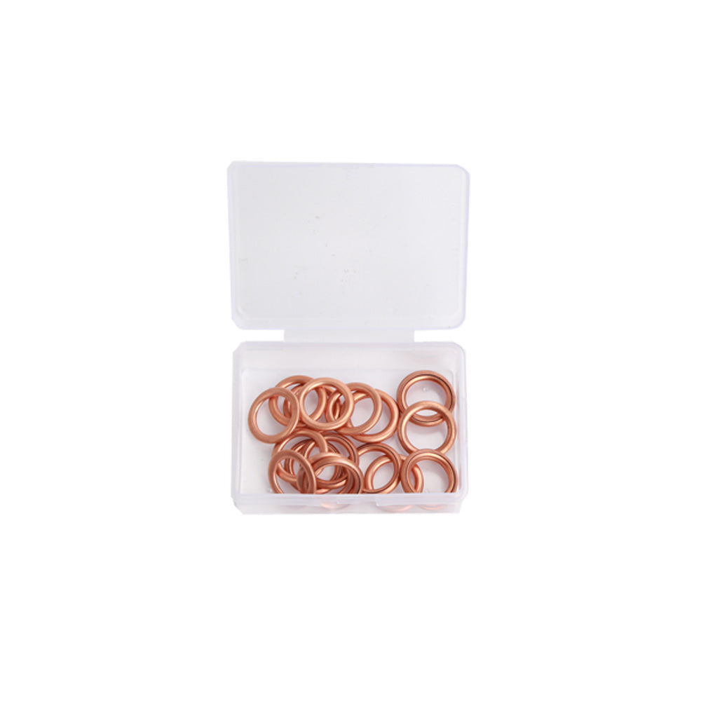 Assortiment gevulde koperen carterplugringen 12mm 20st