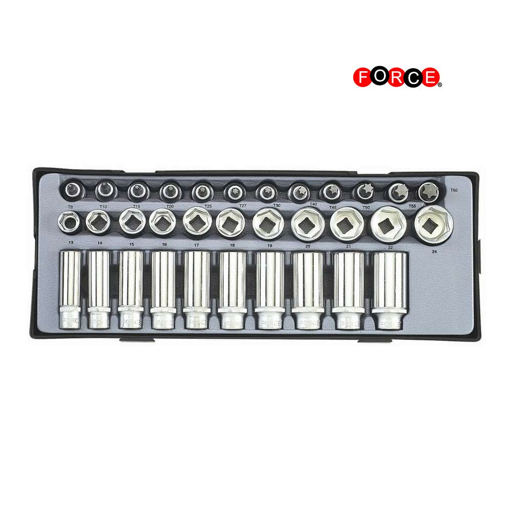 3/8" 6pt. Doppen en Torx bitjes set 33-delig