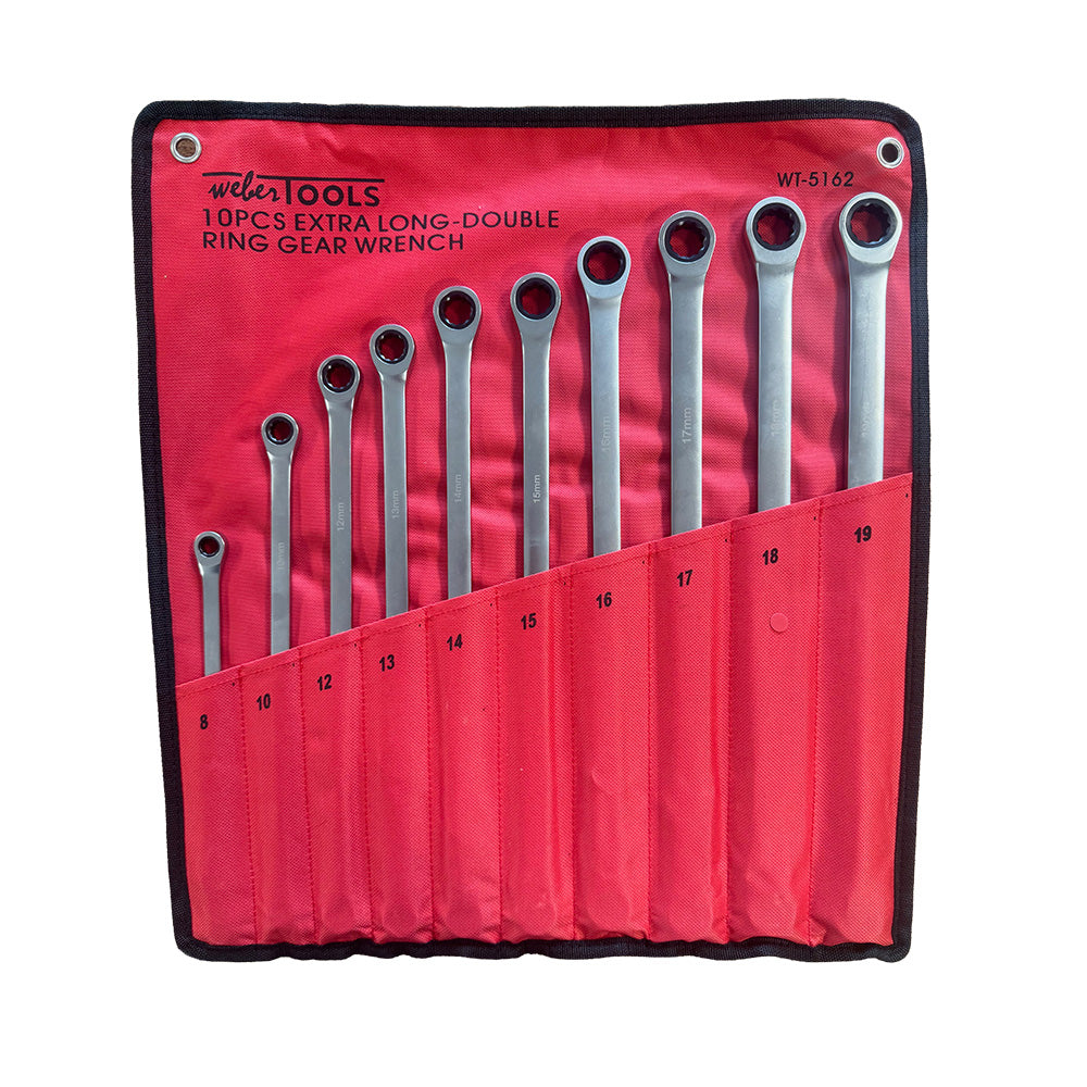 Ring- Ratelsleutel set Extra Lang 8–19mm 10-delig