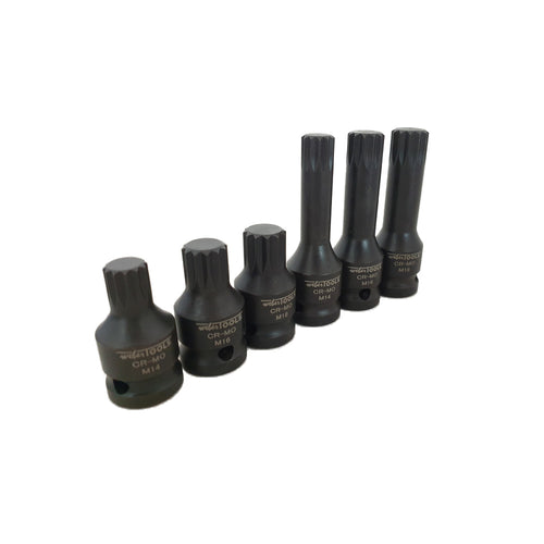 1/2" Krachtdoppenset Spline 6 delig