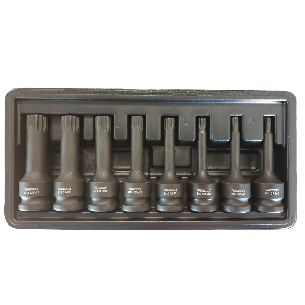 1/2" Krachtdoppenset Spline 8 delig