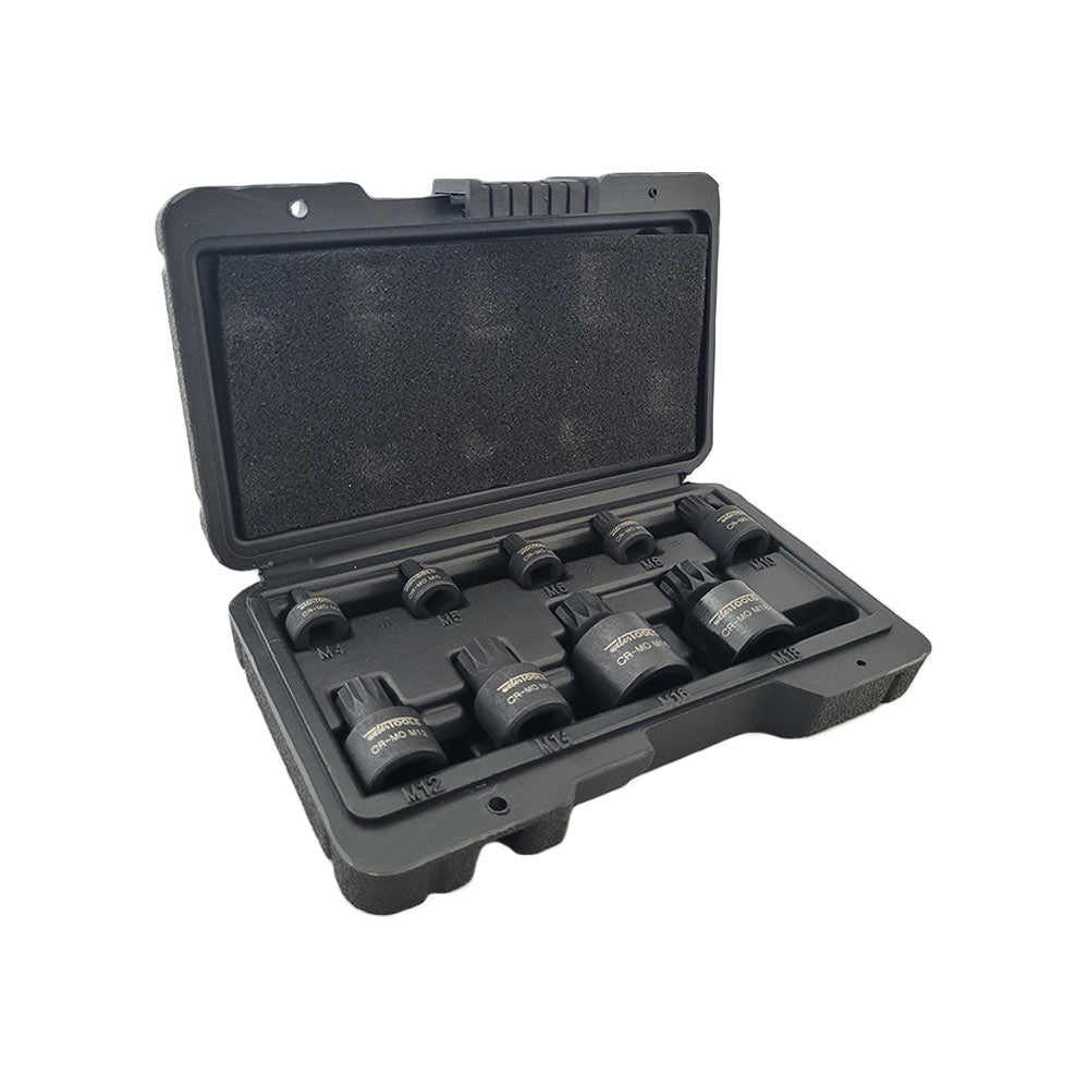 Stubby Spline Bit Kracht Doppenset Spline 9-delig