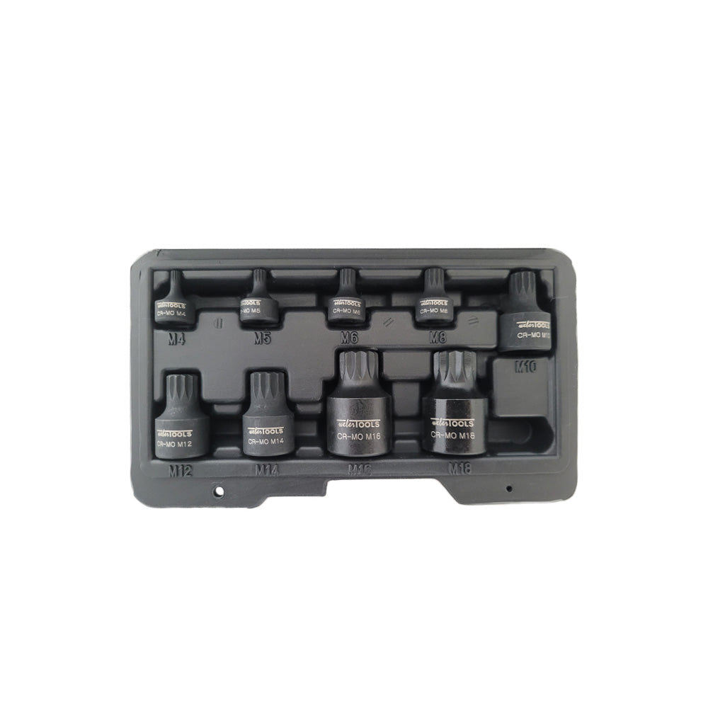 Stubby Spline Bit Kracht Doppenset Spline 9-delig