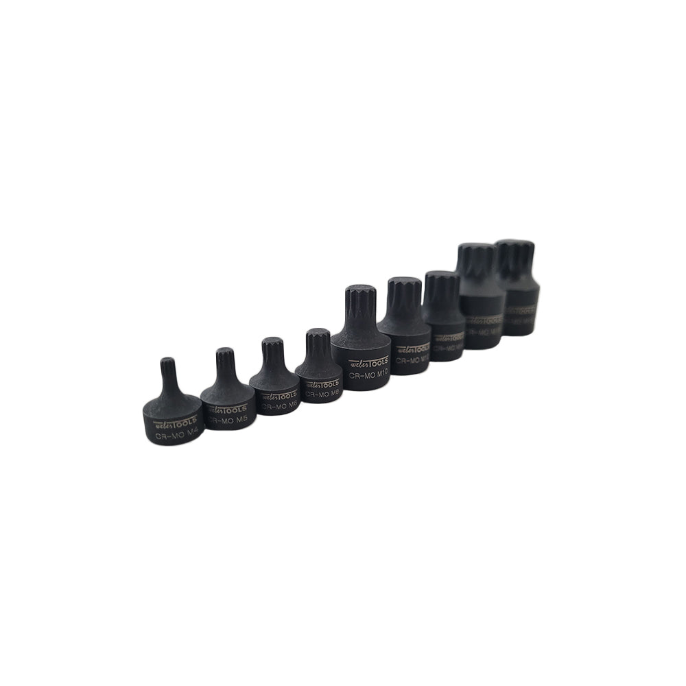 Stubby Spline Bit Kracht Doppenset Spline 9-delig