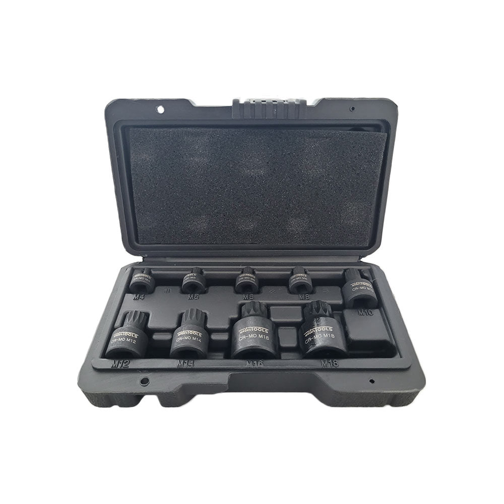 Stubby Spline Bit Kracht Doppenset Spline 9-delig